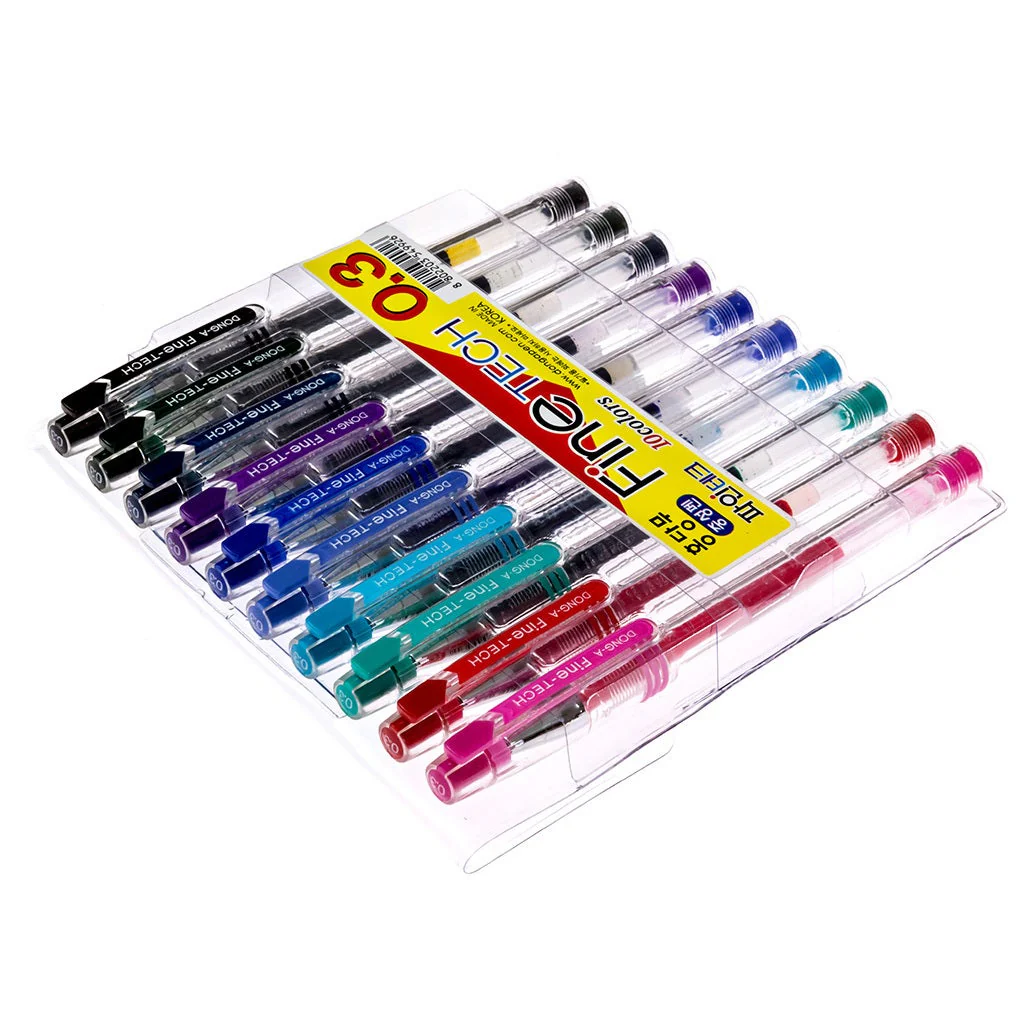 DONG-A Fine-Tech Gel Ink Rollerball Pen, 0.3mm (10 Color Set) - Image 2