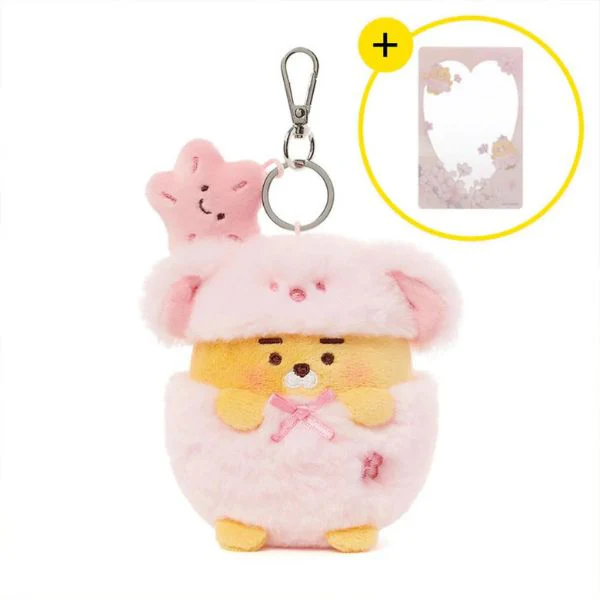 Kakao Friends - Pink Blossom Plush Keyring & Photocard Set - Image 2