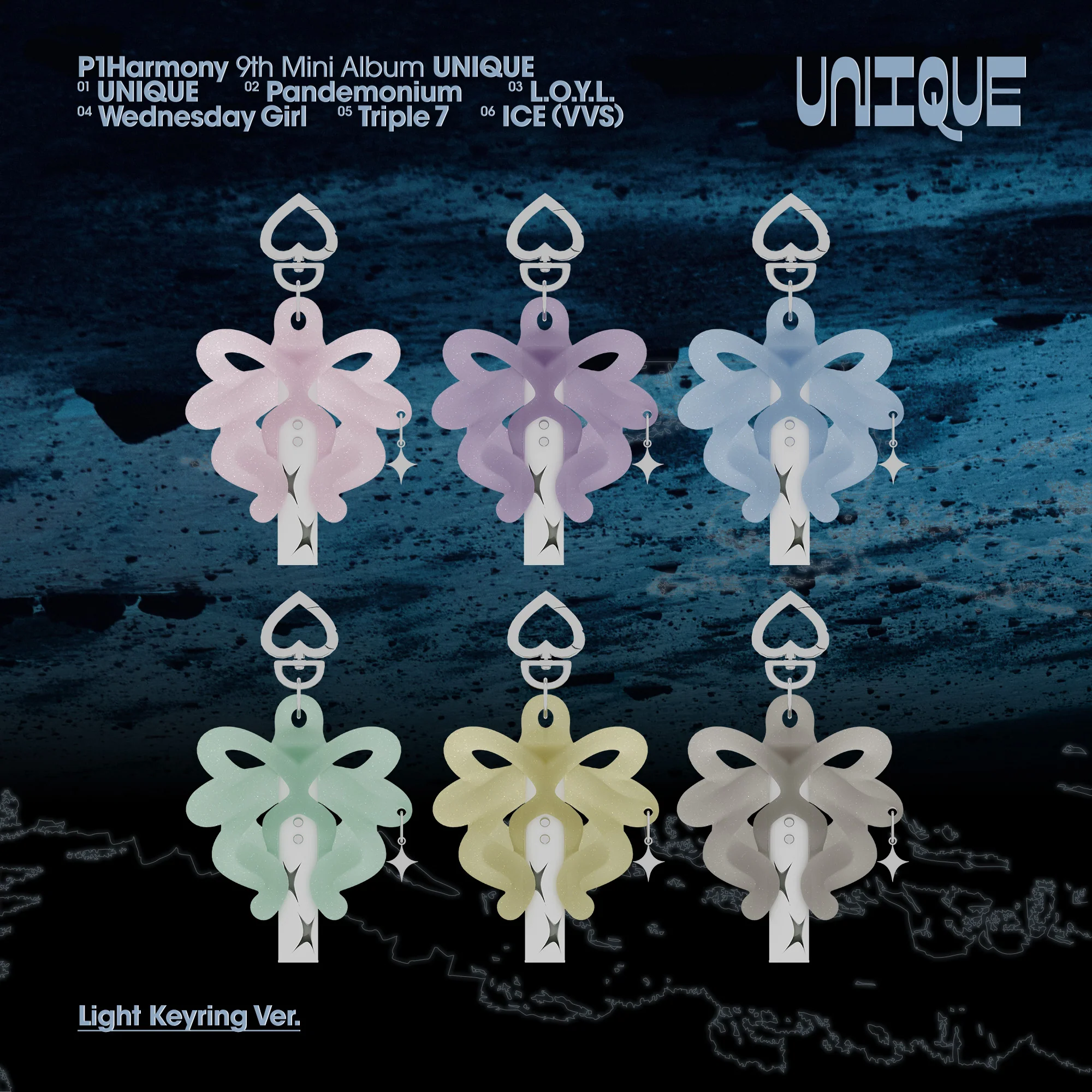 P1Harmony - UNIQUE [9th Mini Album - Light Keyring Ver.]